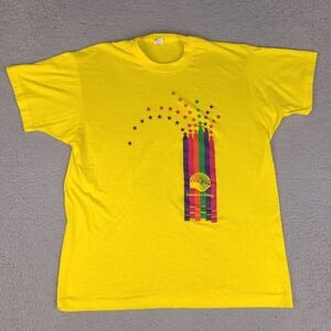 Vintage 1987 United Way T-Shirt Adult XL Yellow Single‎ Stitch Made USA B2